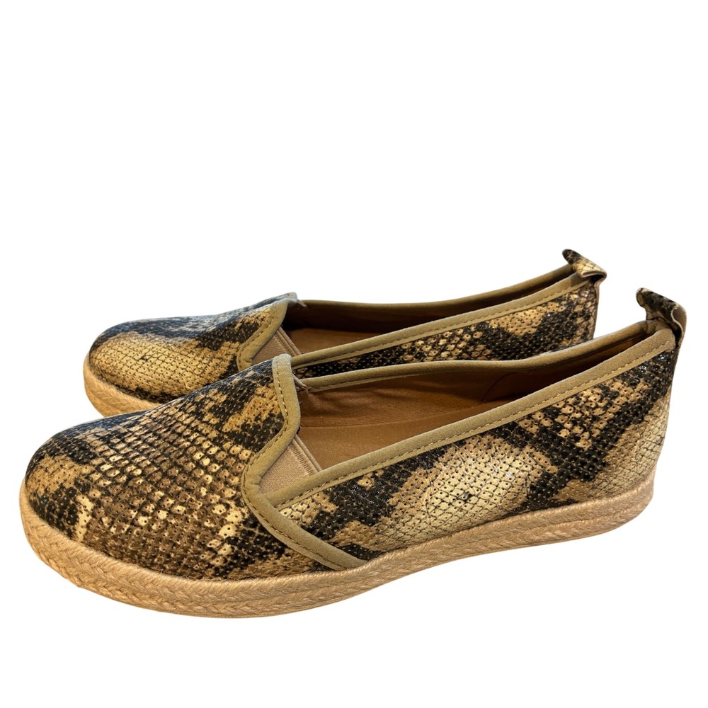 Clarks Loafers Womens 7 Brown Excellent Snakeskin Espadrille 26118649